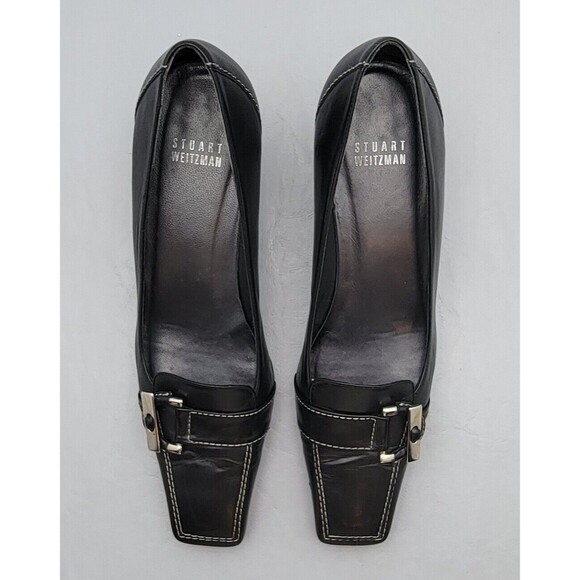 Stuart Weitzman Black Leather Oxford Heels Women’s Size 7.5 Made in Spain EUC - Picture 9 of 15